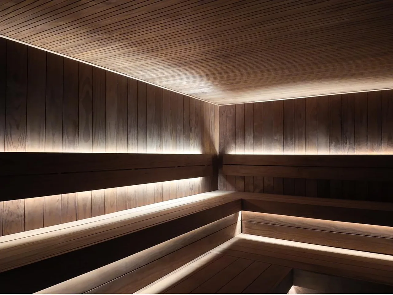 Inside the sauna at Pulse Club Fulham