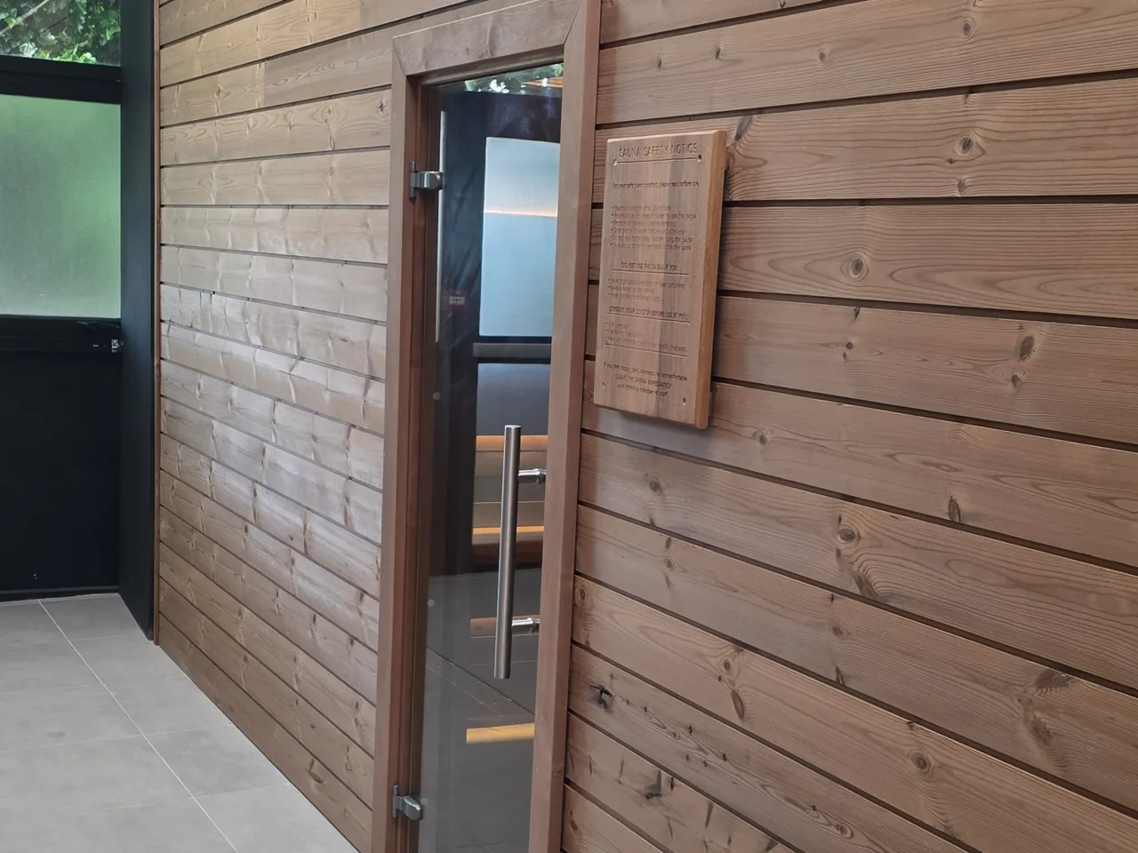 The entrance to the bespoke Finnish sauna at Pulse Club Putney